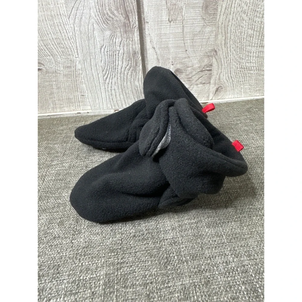Fuzzy Black Fleece Front Feet Dog Booties Non Slip Grippers Adjustable Straps